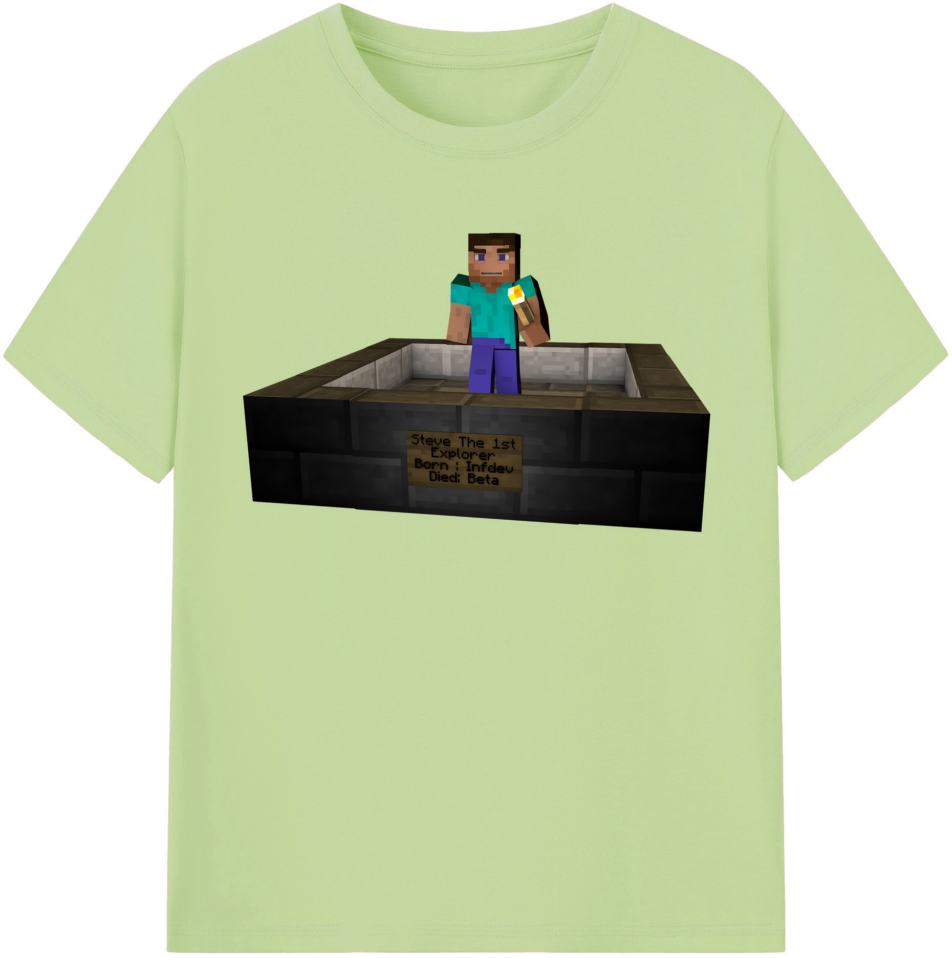 （画像用） マインクラフト ブロックの世界 Minecraft MC Block world 綿100％半袖Tシャツ（フロントプリント）